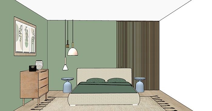 Chambre Japandi visuel 3D