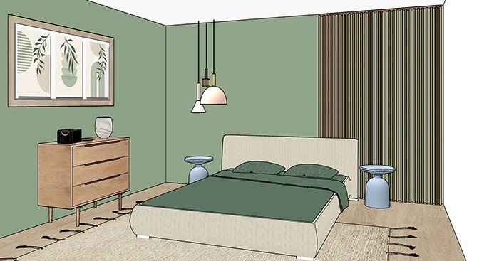 Chambre Japandi visuel 3D