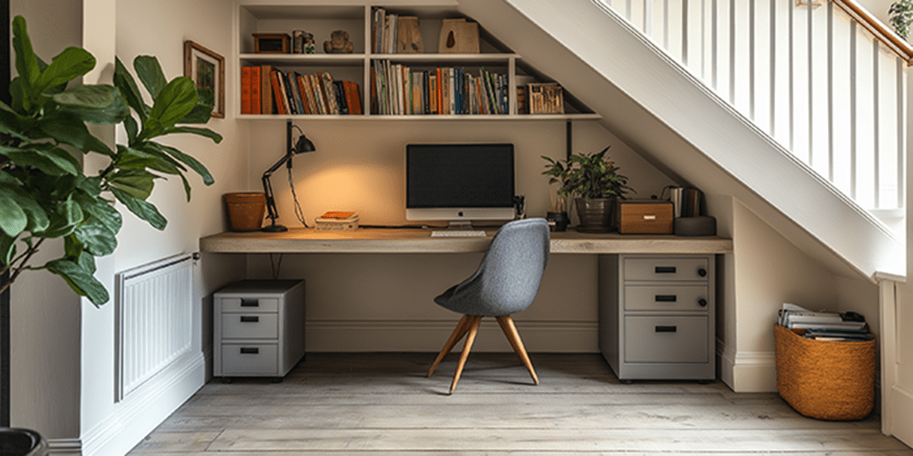 un bureau sous l'escalier